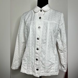 Tanjay White Eyelet Trucker Jacket